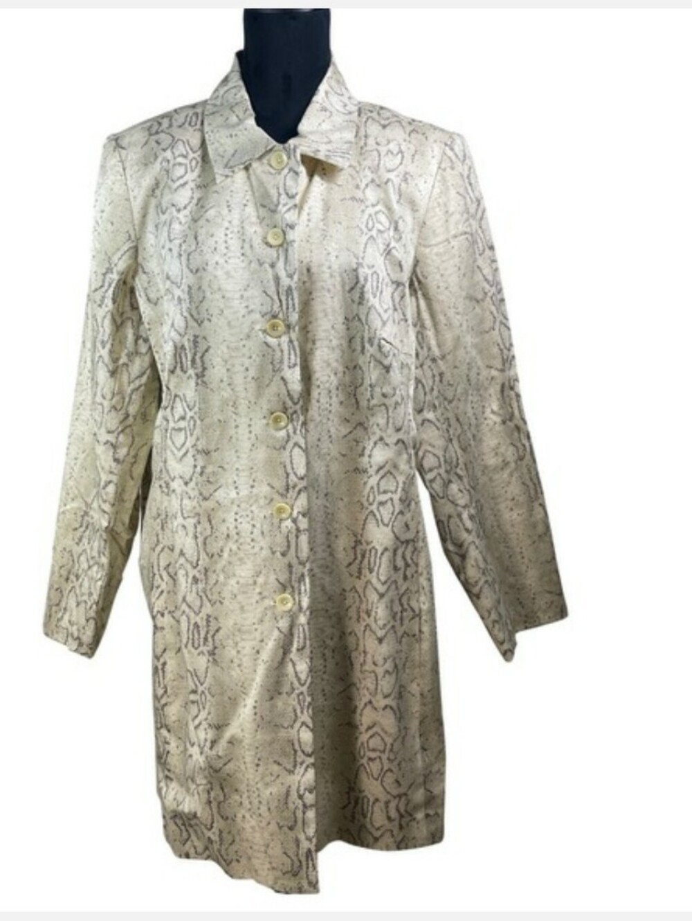 Dialogue Snake Print Trench Coat in Ivory and Taupe, 18W